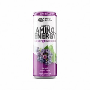 Optimum Nutrition ESSENTIAL AMIN.O. ENERGY+ Electrolytes Sparkling Grape 355ml * 12 Cans (12 Servings) Amino Energy Drink | 50971VFST