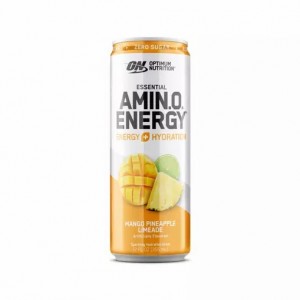 Optimum Nutrition ESSENTIAL AMIN.O. ENERGY+ Electrolytes Sparkling Mango Pineapple Lime 355ml * 12 Cans (12 Servings) Amino Energy Drink | 16024PWUM