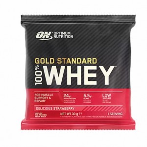 Optimum Nutrition Gold Standard 100% Whey Powder Sachets Delicious Strawberry 1 sachet (30 grams) Whey Protein Powder | 51832JHGN