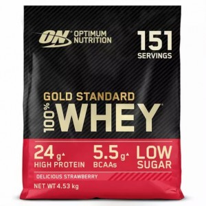 Optimum Nutrition Gold Standard 100% Whey Protein Powder Delicious Strawberry 4.53 kg (151 Servings) Whey Protein Powder | 84306OIGN