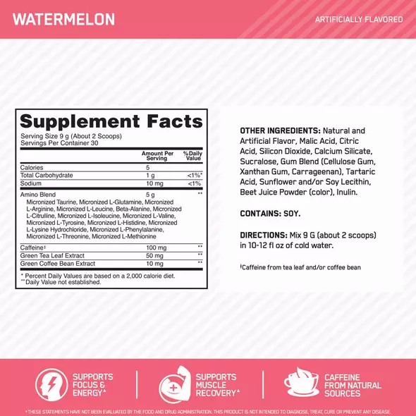 Optimum Nutrition ESSENTIAL AMIN.O. ENERGY® Watermelon 1.29 lb (65 Servings) Amino Energy Powder | 68391ZJUD