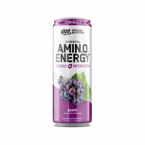 Optimum Nutrition ESSENTIAL AMIN.O. ENERGY+ Electrolytes Sparkling Grape 355ml * 12 Cans (12 Servings) Amino Energy Drink | 50971VFST