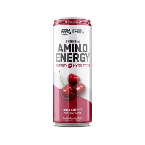 Optimum Nutrition ESSENTIAL AMIN.O. ENERGY+ Electrolytes Sparkling Juicy Cherry 355ml * 12 Cans (12 Servings) Amino Energy Drink | 24867WMSB
