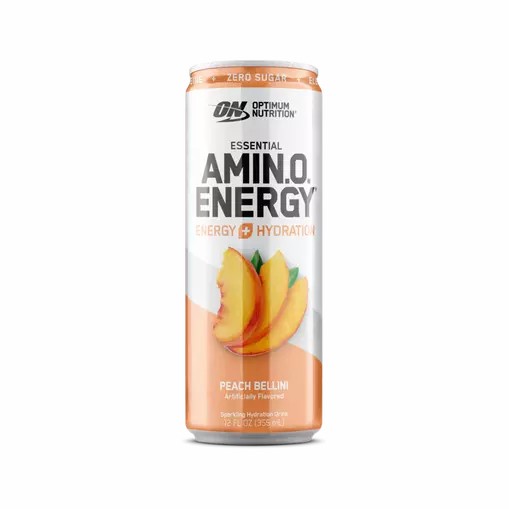 Optimum Nutrition ESSENTIAL AMIN.O. ENERGY+ Electrolytes Sparkling Peach Bellini 355ml * 12 Cans (12 Servings) Amino Energy Drink | 95168IALX