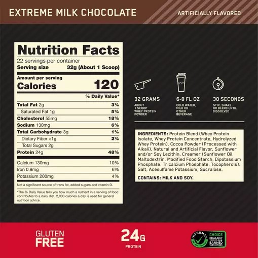 Optimum Nutrition GOLD STANDARD 100% WHEY™ Extreme Milk Chocolate 2 lb (28 Servings) Whey Protein Powder | 60473WRMS