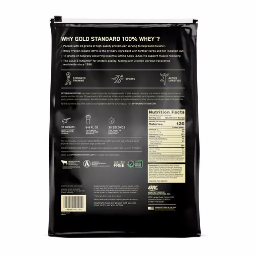 Optimum Nutrition GOLD STANDARD 100% WHEY™ Extreme Milk Chocolate 10 lb (141 Servings) Whey Protein Powder | 86302VBAM