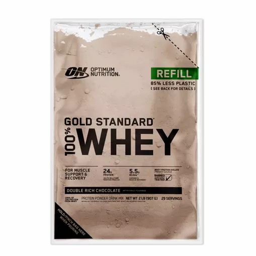 Optimum Nutrition GOLD STANDARD 100% WHEY™ Recyclable Refill Bag Double Rich Chocolate 2 lb (29 Servings) Whey Protein Powder | 60381UJMV