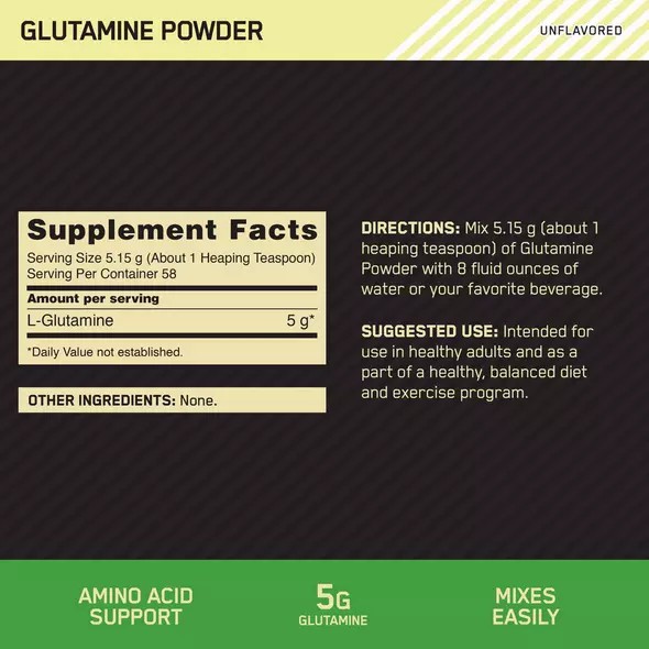 Optimum Nutrition Glutamine Powder 0.66 lb (58 Servings) Glutamine Powder | 36129WICA