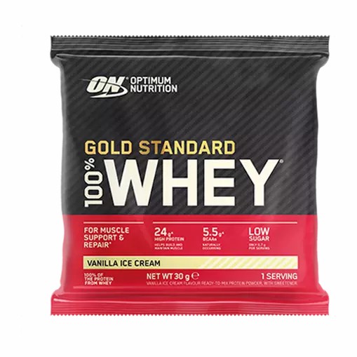 Optimum Nutrition Gold Standard 100% Whey Powder Sachets Vanilla Ice Cream 1 sachet (30 grams) Whey Protein Powder | 98276PBYC