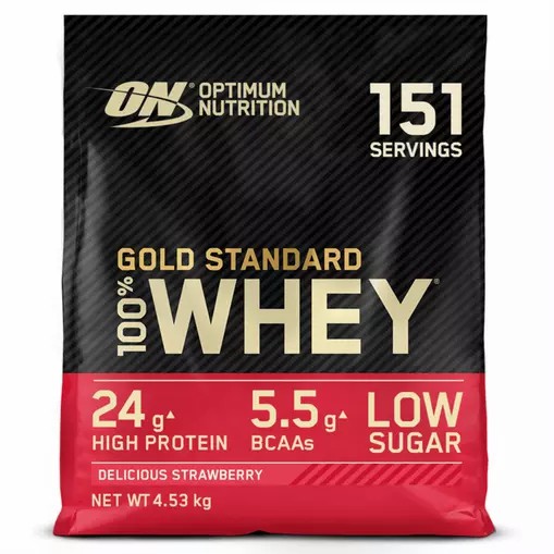 Optimum Nutrition Gold Standard 100% Whey Protein Powder Delicious Strawberry 4.53 kg (151 Servings) Whey Protein Powder | 84306OIGN