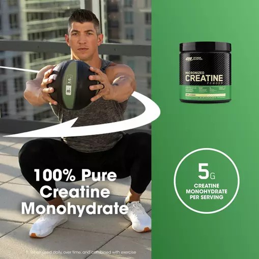 Optimum Nutrition Micronized Creatine Powder Unflavored 0.66 lb (60 Servings) Creatine Powder | 20795DMUT