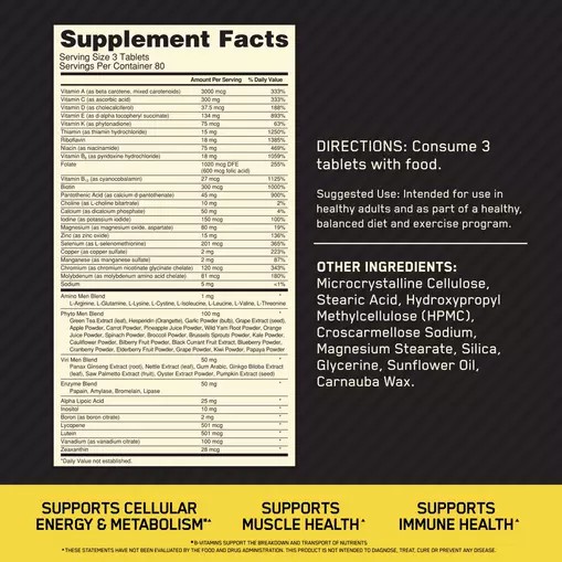 Optimum Nutrition OPTI-MEN® Multivitamin Tablets 240 Tablets (80 Servings) Opti Men Multivitamin | 69538VZFT
