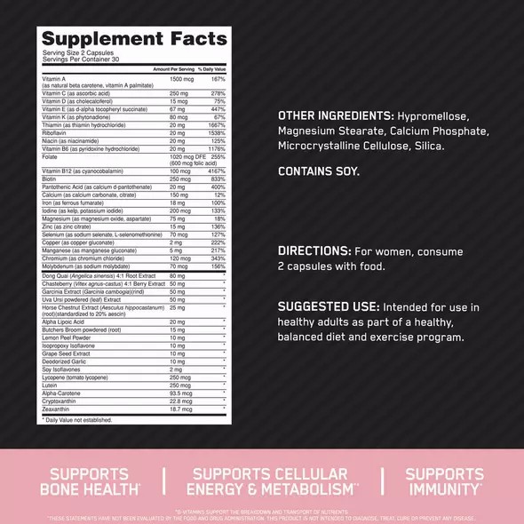 Optimum Nutrition OPTI-WOMEN® Multivitamine Tablets 60 Capsules (30 Servings) Opti Women Multivitamin | 42036GNYB