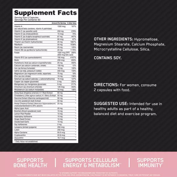 Optimum Nutrition OPTI-WOMEN® Multivitamine Tablets 120 Capsules (60 Servings) Opti Women Multivitamin | 83465YSTK