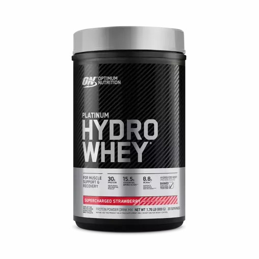 Optimum Nutrition PLATINUM HYDROWHEY™ Supercharged Strawberry 1.76 lb (20 Servings) Whey Protein Powder | 02856BLZM