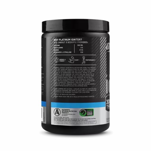 Optimum Nutrition Platinum Igniter Blue Raspberry Freeze 0.84 lb (20 Servings) Protein Powder | 05672ECGF