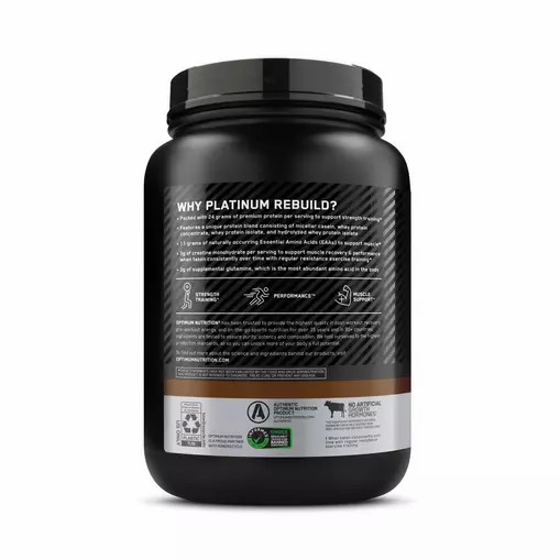 Optimum Nutrition Platinum Rebuild Dark Chocolate 1.67 lb (20 Servings) Protein Powder | 42078SXZL