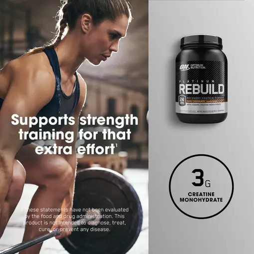 Optimum Nutrition Platinum Rebuild Dark Chocolate 1.67 lb (20 Servings) Protein Powder | 42078SXZL