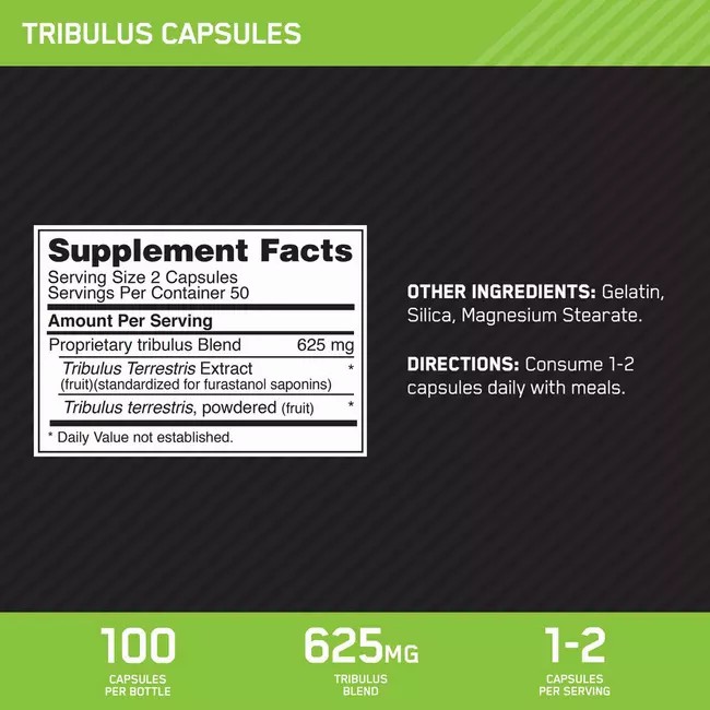 Optimum Nutrition Tribulus Caps 100 Capsules (50 Servings) Tribulus Capsules | 17460ADNY